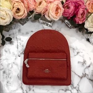 Coach Medium Charlie Backpack Washed Red